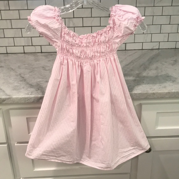 James & Lottie Other - James & Lottie Smocked Dress Girls Size 6 Pink Stripe Summer Spring Party Beach
